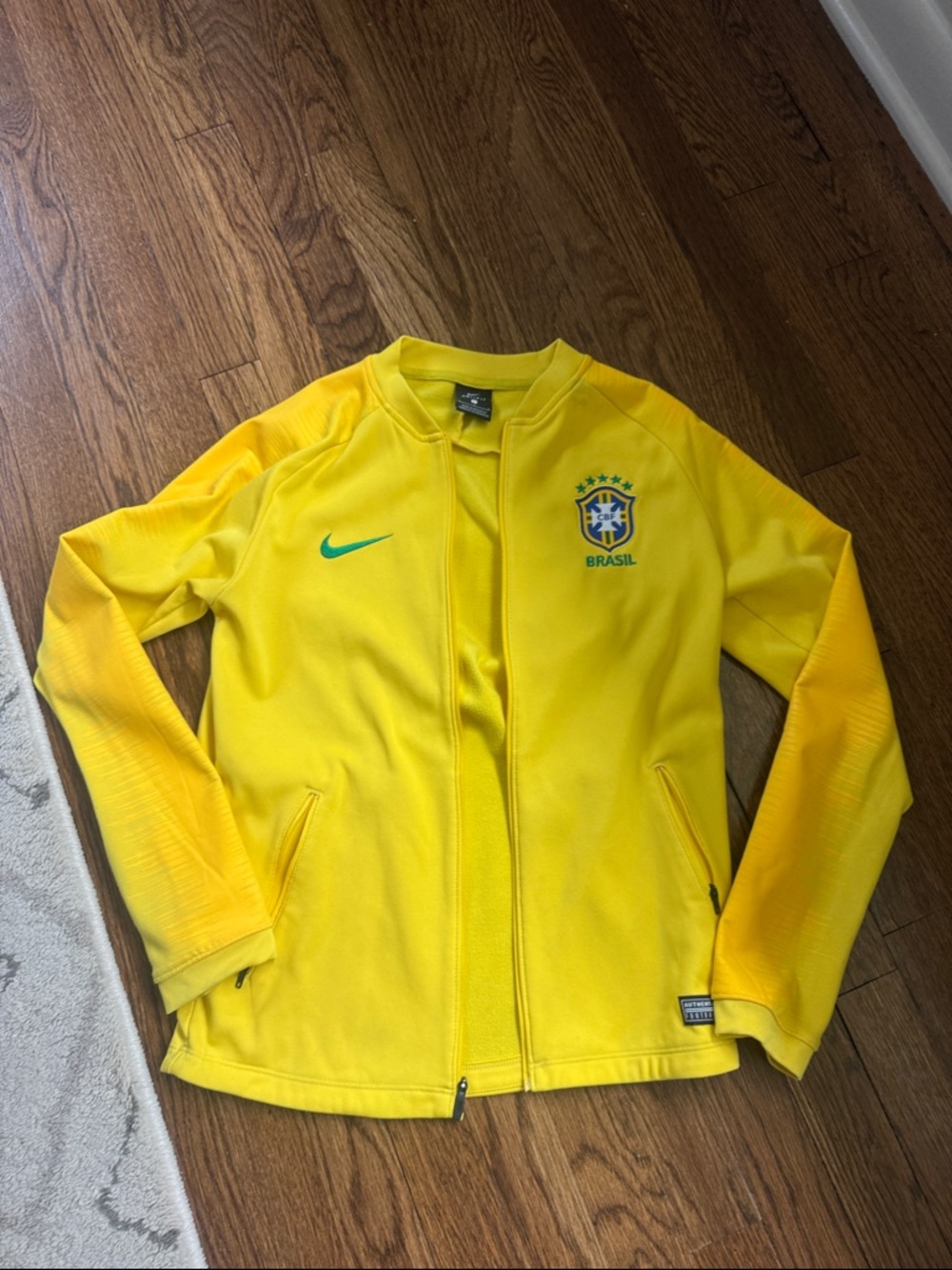 Nike Yellow Brazil Football Track Jacket with Green Swoosh